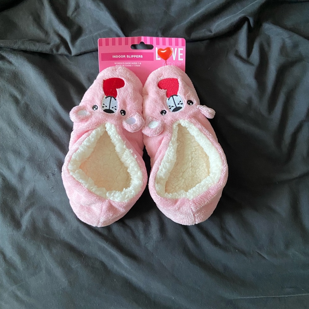 Fuzzy bear house slippers